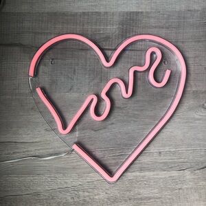 Isaac Jacobs 14" x 14" inch LED Neon Red “Love” Heart Wall Sign